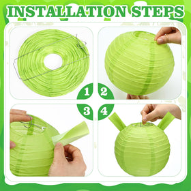 YooNotee green paper lanterns with easy-assembly design for quick setup.