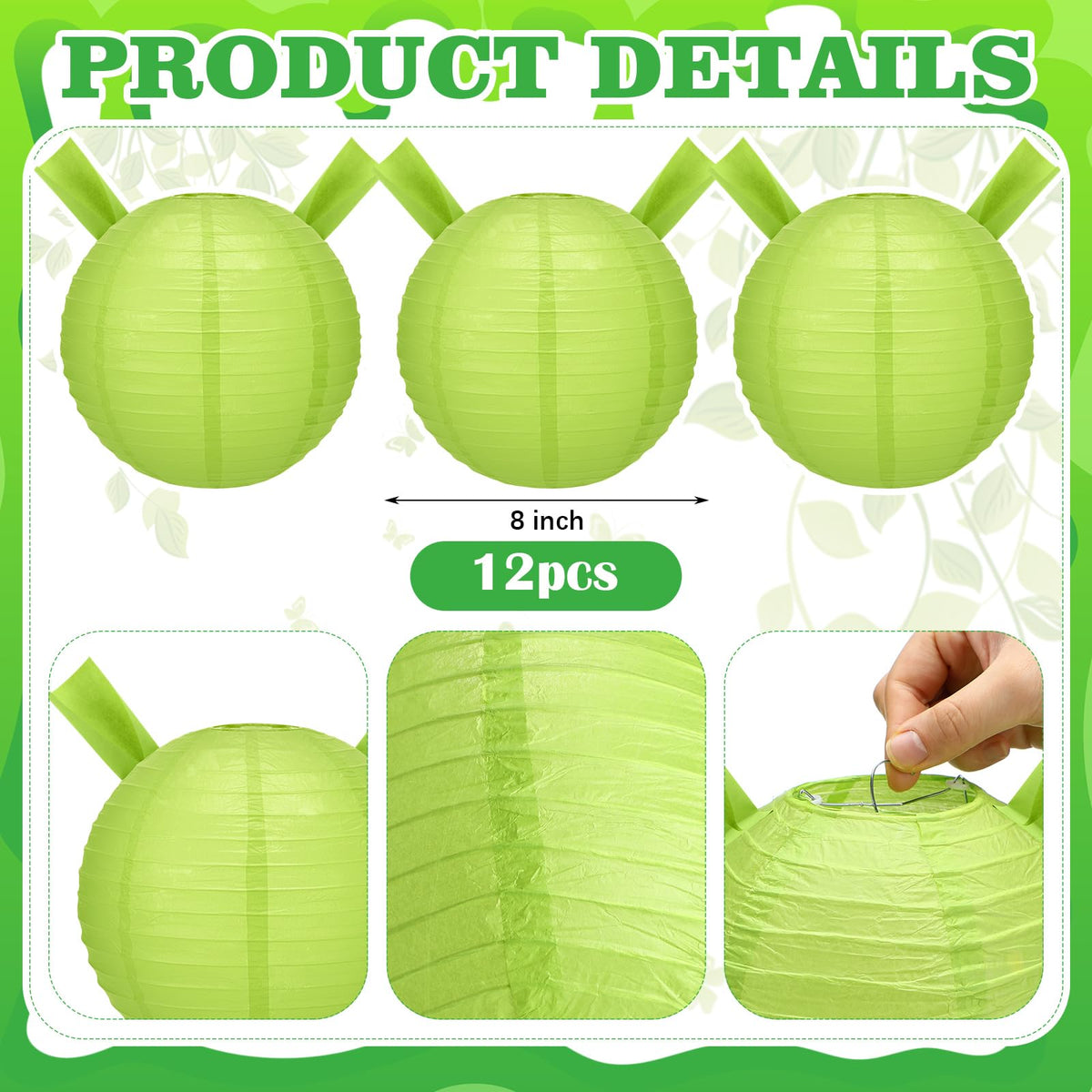 YooNotee green lantern with ear decorations, durable wire frame for lasting celebrations.