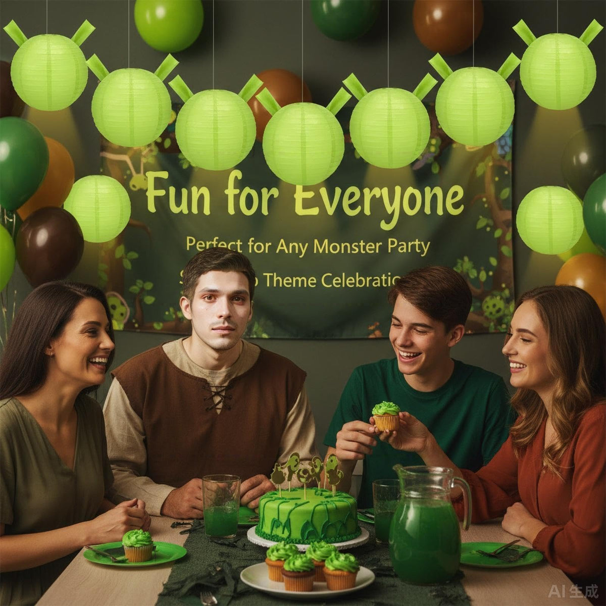 YooNotee green paper lanterns are lightweight and travel-ready decor.