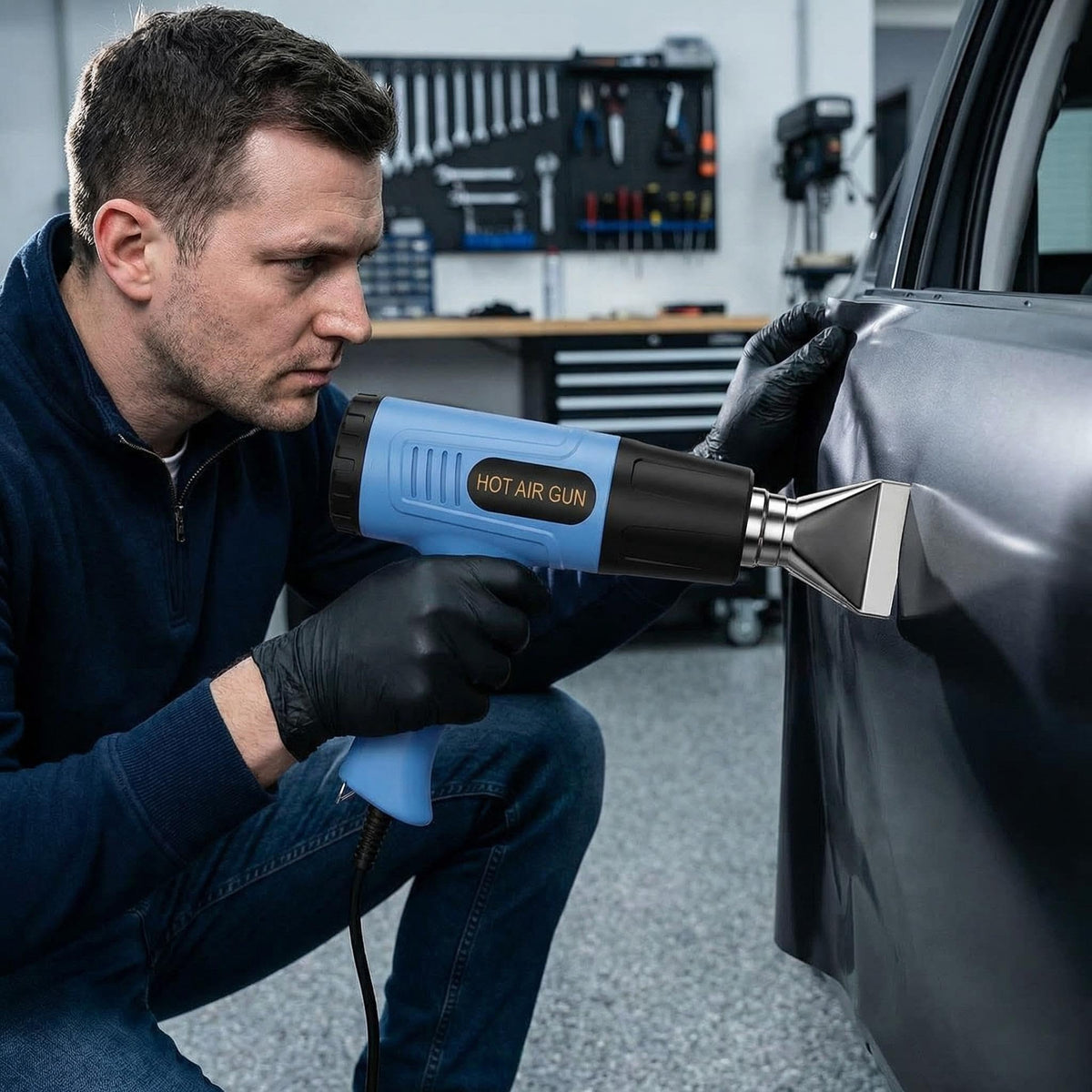 YOOTOOLS heat gun used for shrink-wrapping applications with controlled heat.