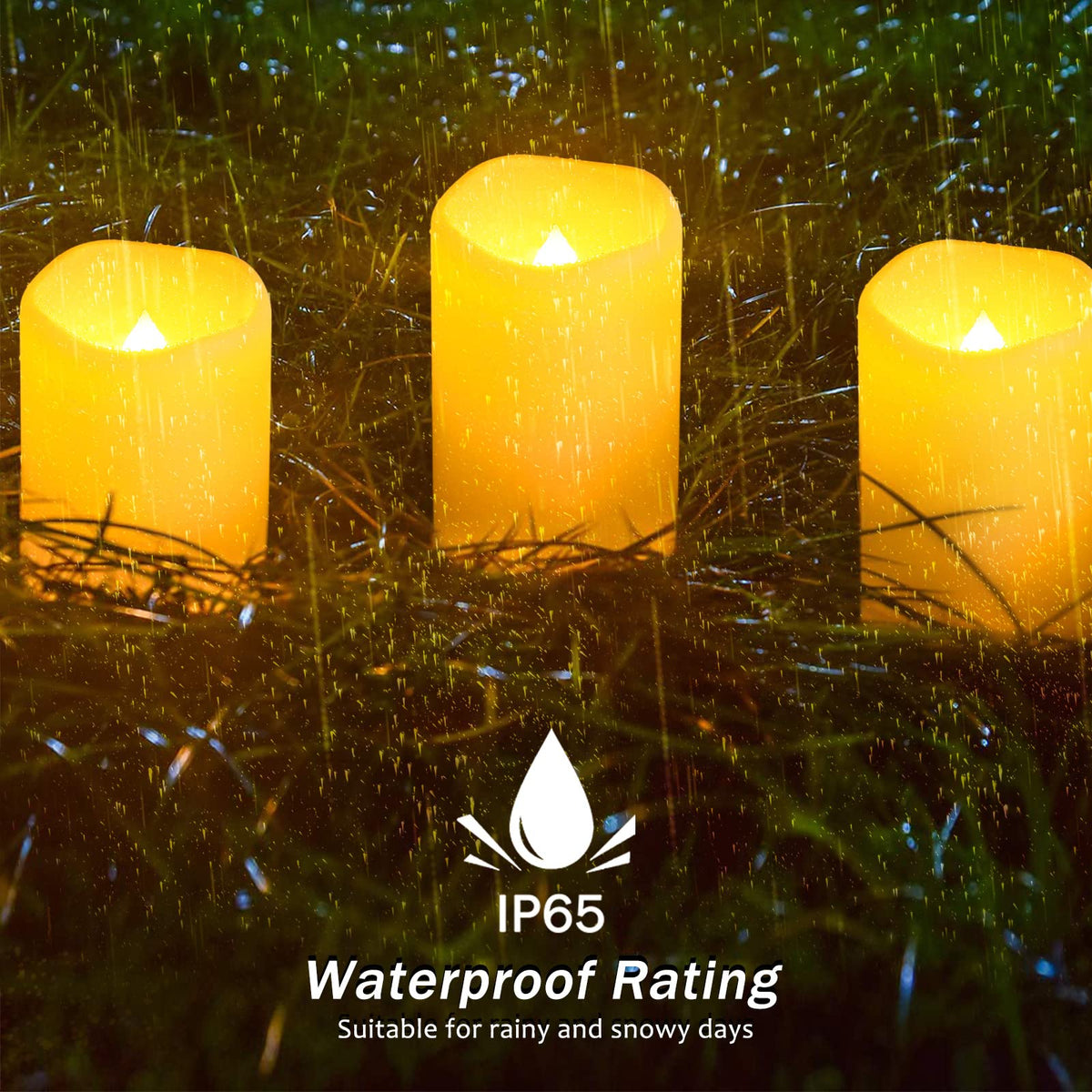 YOROXRG waterproof outdoor candle on patio provides reliable night lighting.