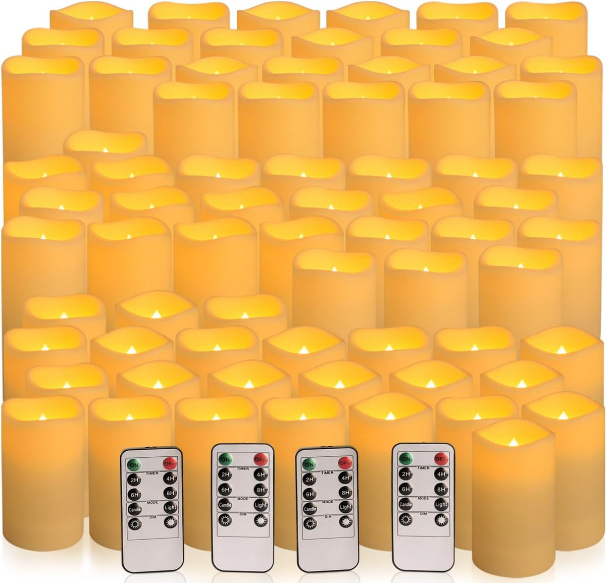 YOROXRG 72-piece outdoor flameless candles set arranged for flexible garden decor