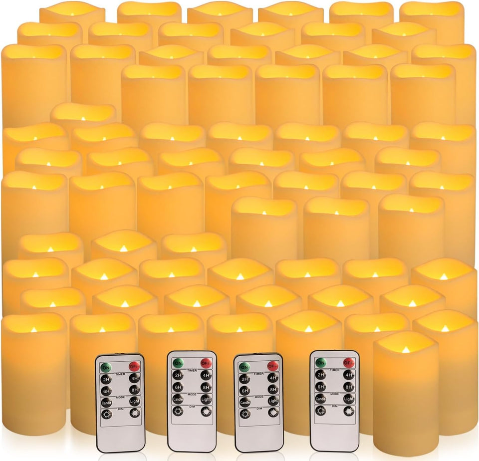 YOROXRG 72-piece outdoor flameless candles set arranged for flexible garden decor