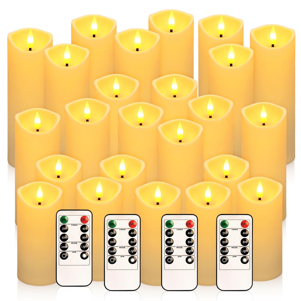 YOROXRG flameless candles 24-pack arranged for versatile table decor