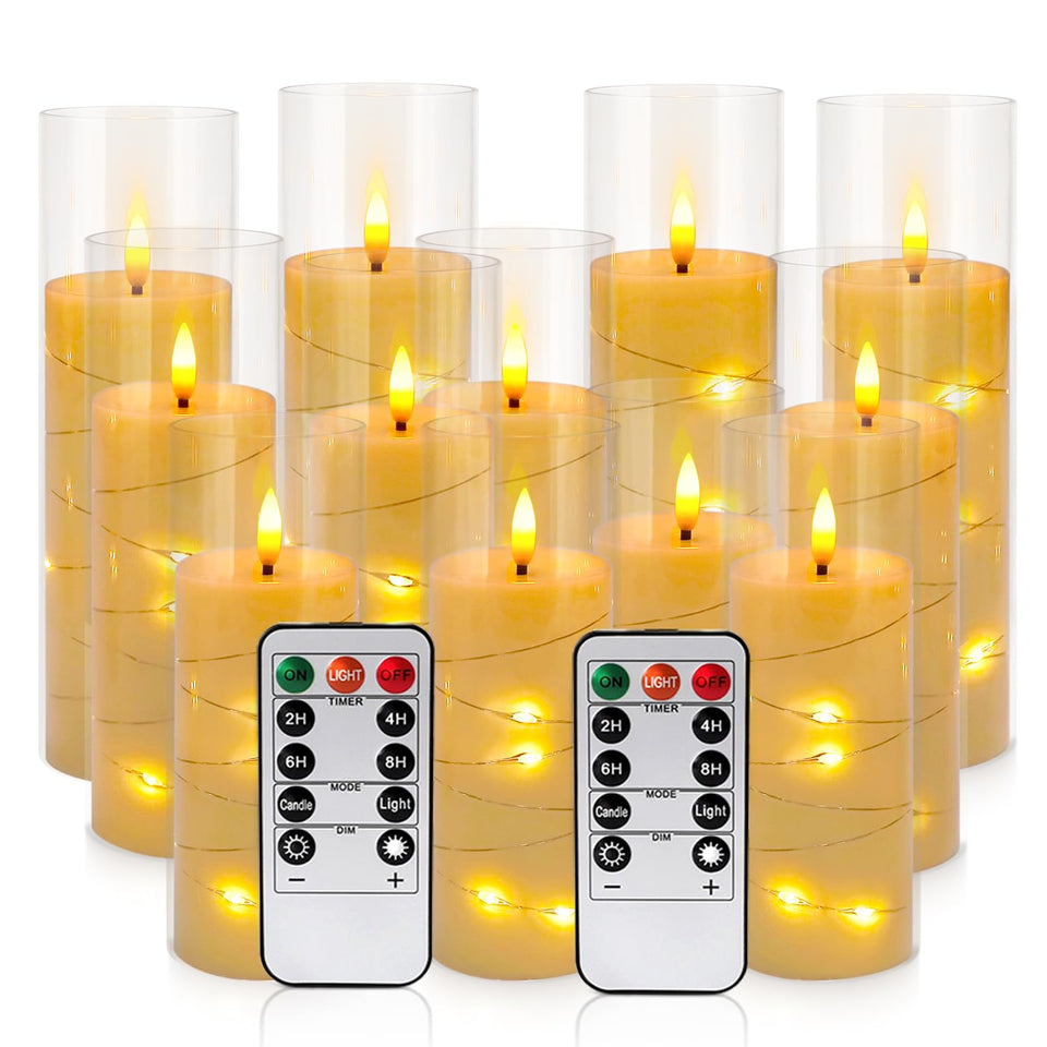 YOROXRG flickering flameless candle 12-pack in ivory creates ambient light without flames