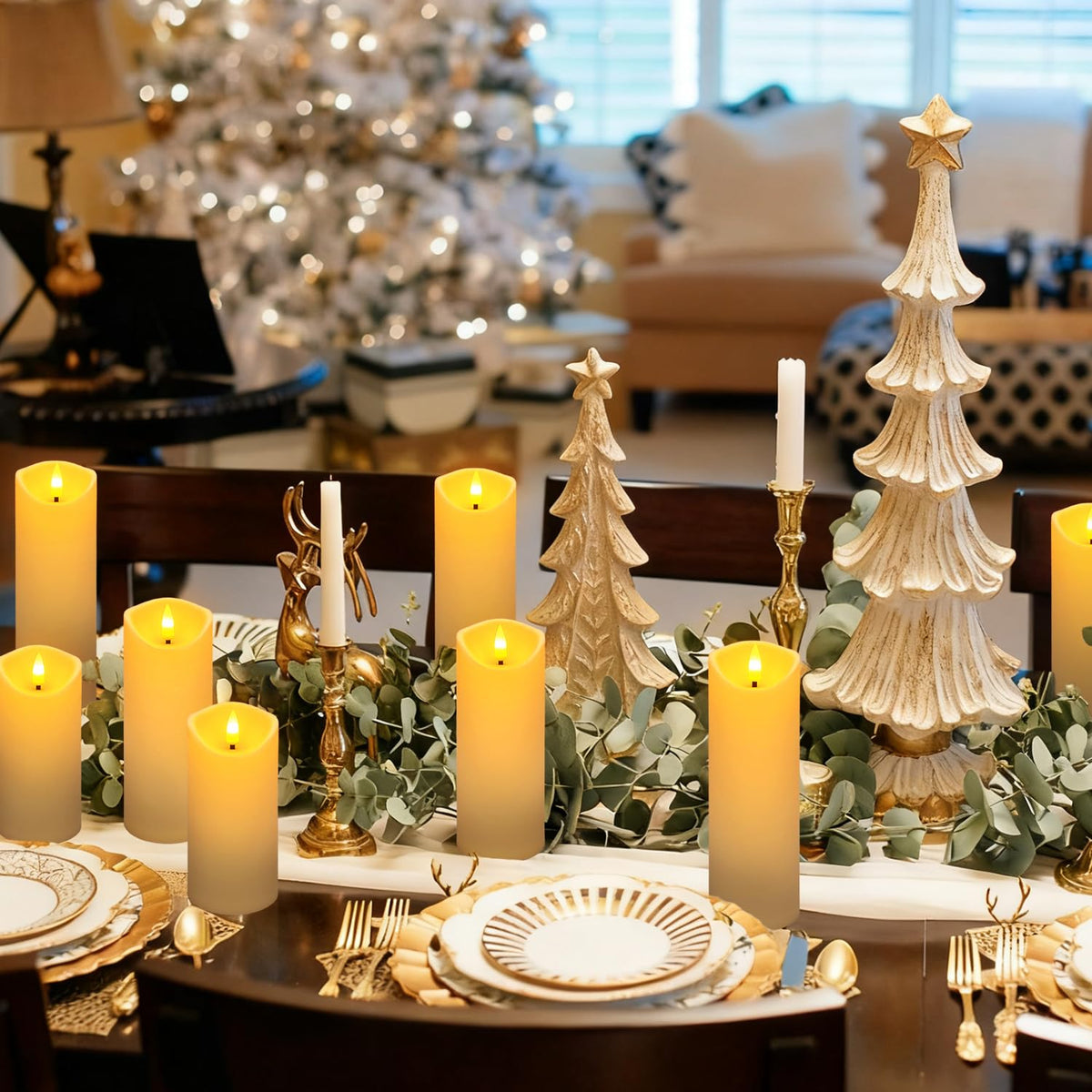 YOROXRG ivory-toned candles create a warm ambient glow
