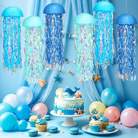 Yorr hooks and rope simplify hanging jellyfish lanterns from ceilings.