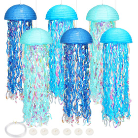 Yorr deep blue jellyfish lantern floats above for a magical birthday.