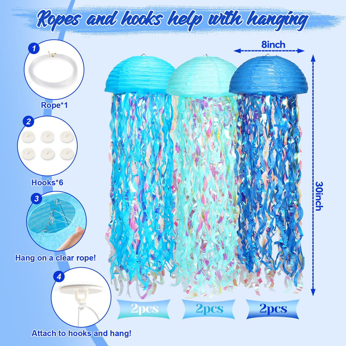 Yorr sky blue jellyfish lantern adds bright ocean vibes to celebrations.