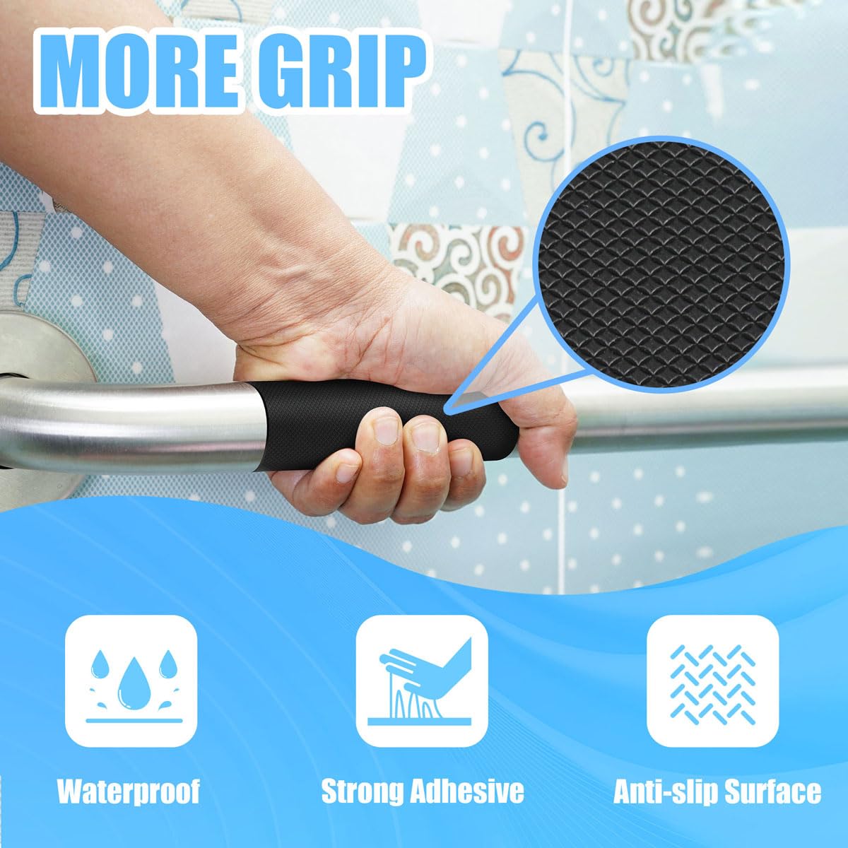 Yorwe waterproof grip tape resists moisture for bathroom and kitchen tasks.