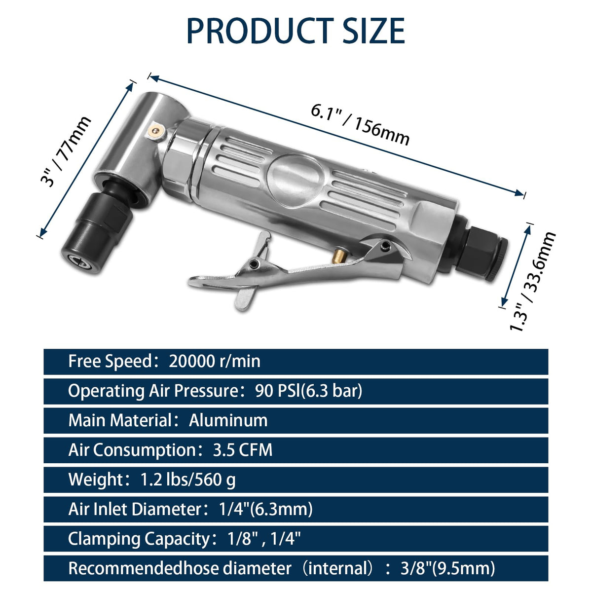 YoShin grinder with 1/4 inch chuck for precise, narrow work