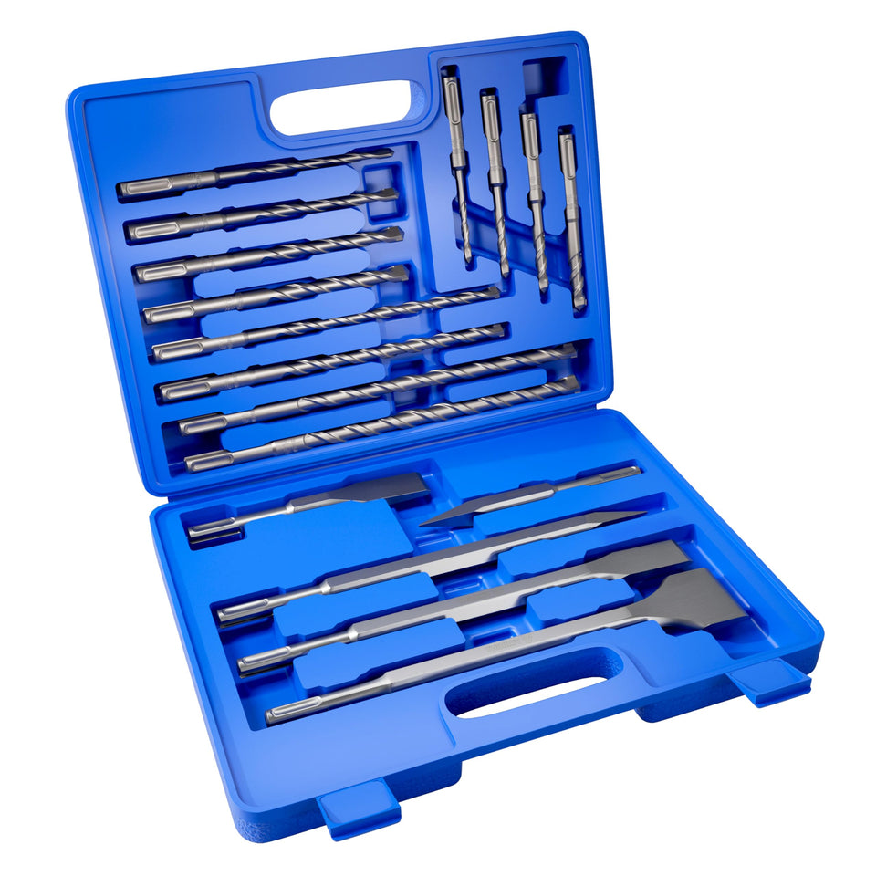 YOSIGHT 17Pcs drill bit set in case with carbide-tipped bits for durable masonry work.