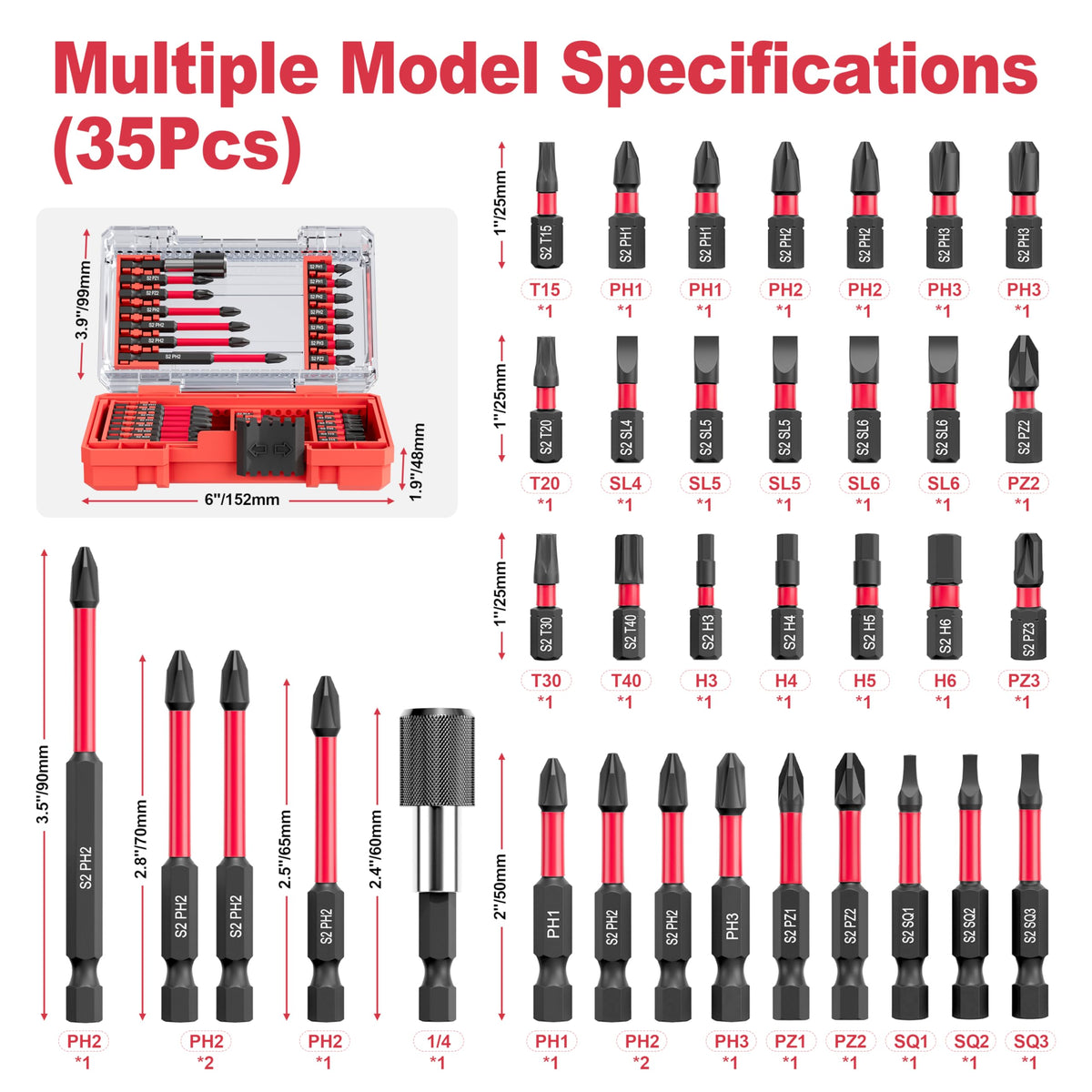 YOSIGHT S2 steel bits for durable power screwdriver use