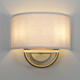 Yosoan wall sconce with linen shade and aged brass finish for hallways, soft ambient light