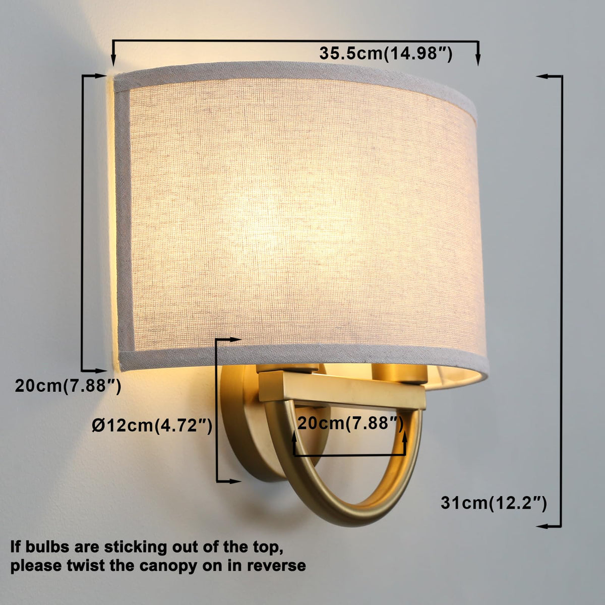 Yosoan vintage wall mount fixture featuring semicircle shade in antique brass