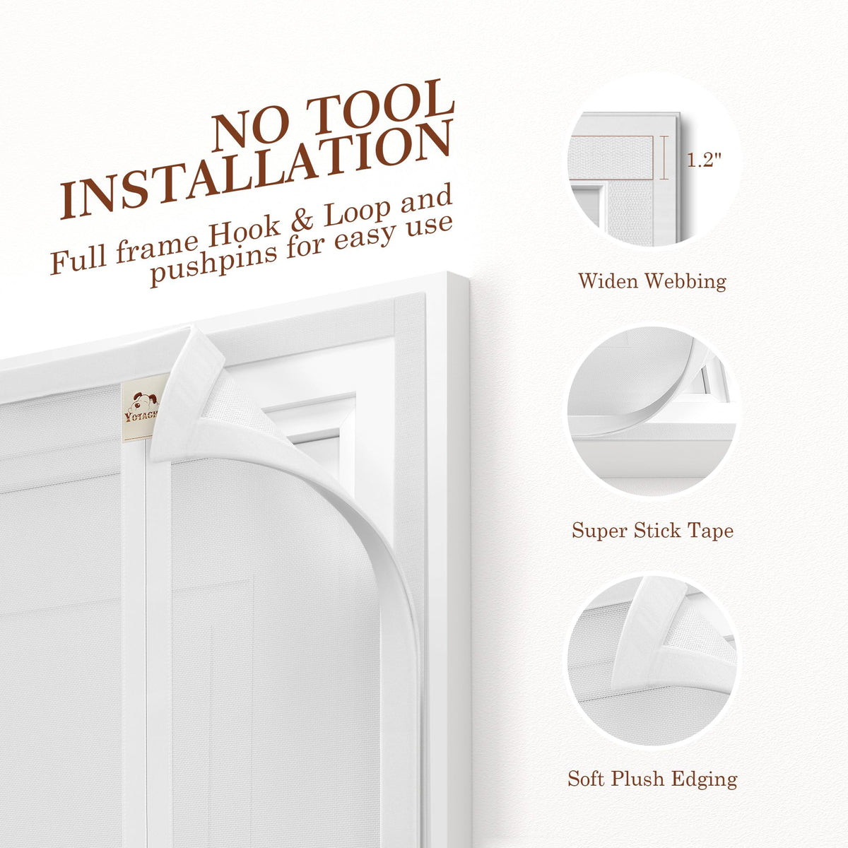 Yotache easy install with hook and loop simplifies setup