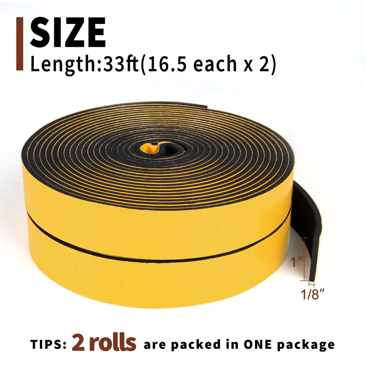 Yotache foam strip applied to a door edge showing conforming seal capability.