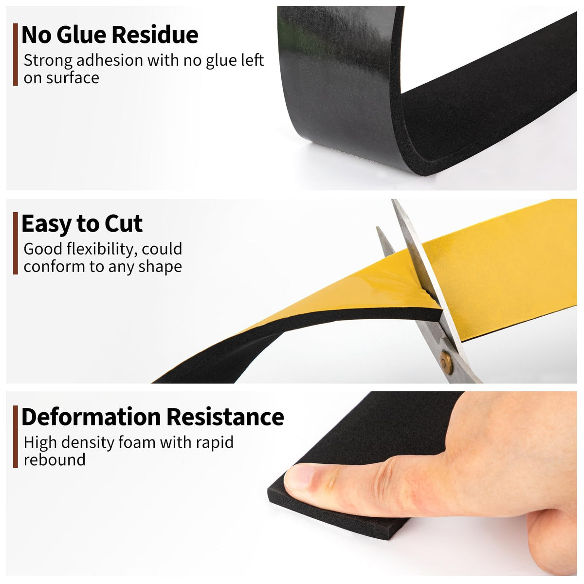 Yotache foam strip in a workshop setting suitable for cars and cabinets.