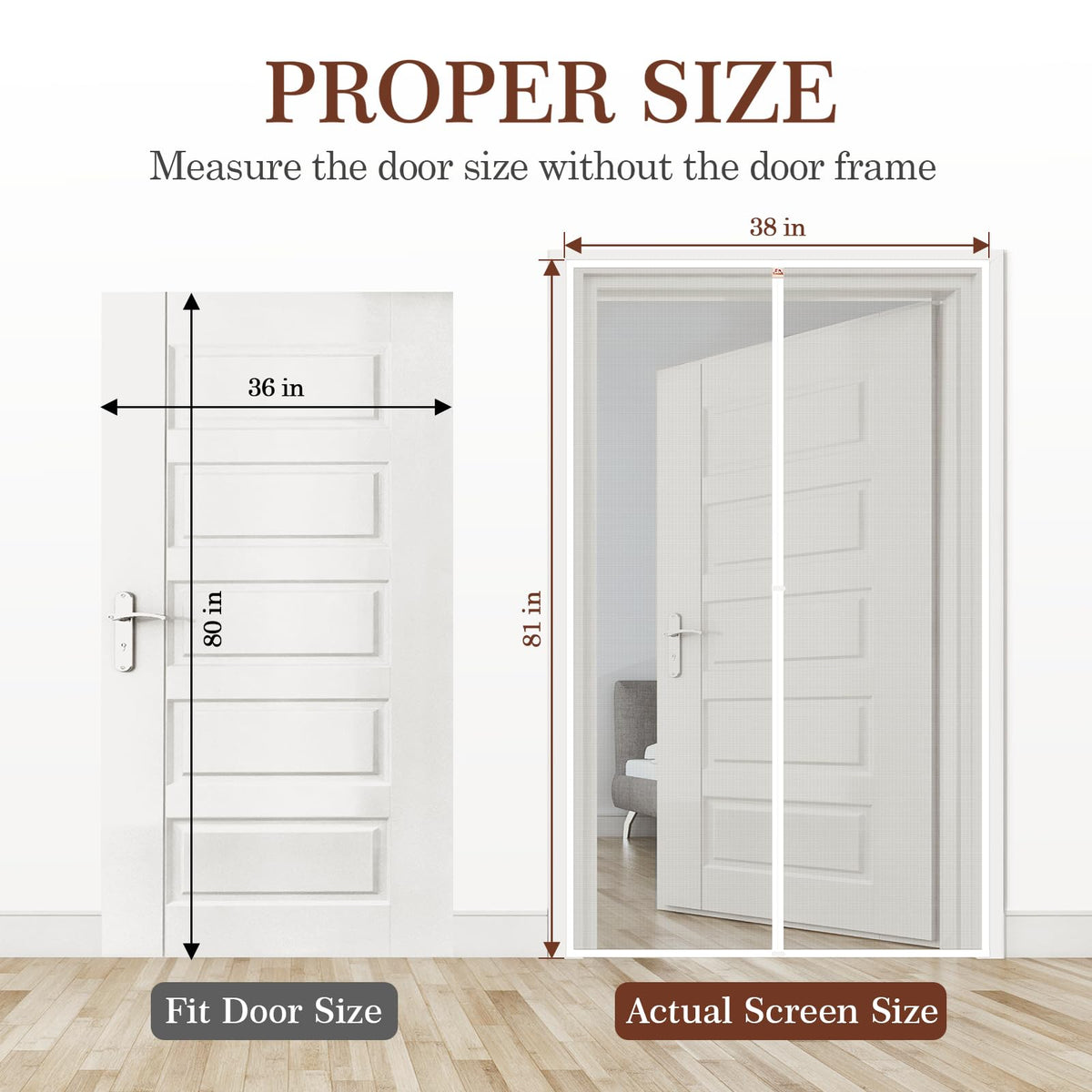 Yotache 38x81 mesh fits 36x80 doors for airy entry.