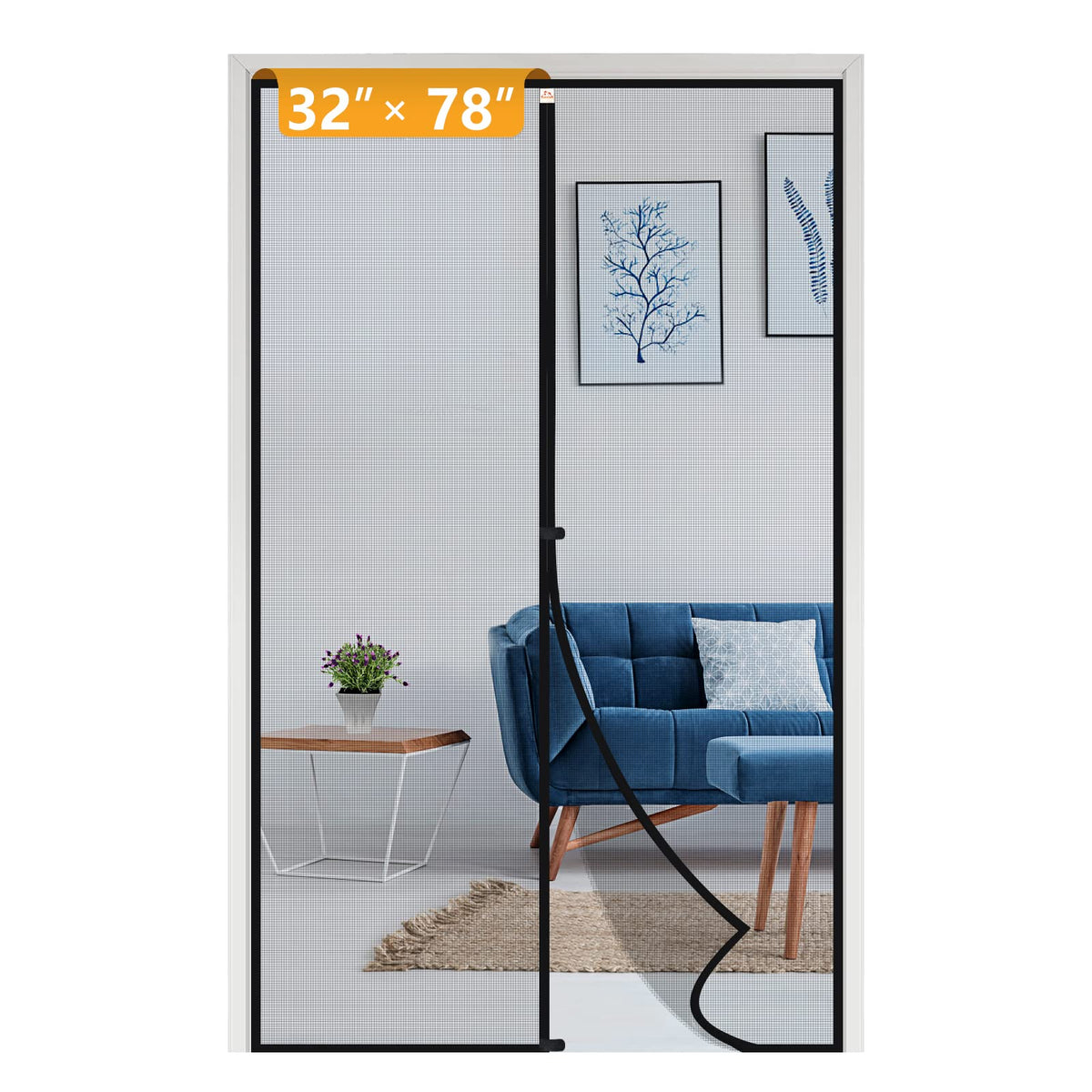 Yotache removable magnetic screen door package showing kit and mesh for quick setup