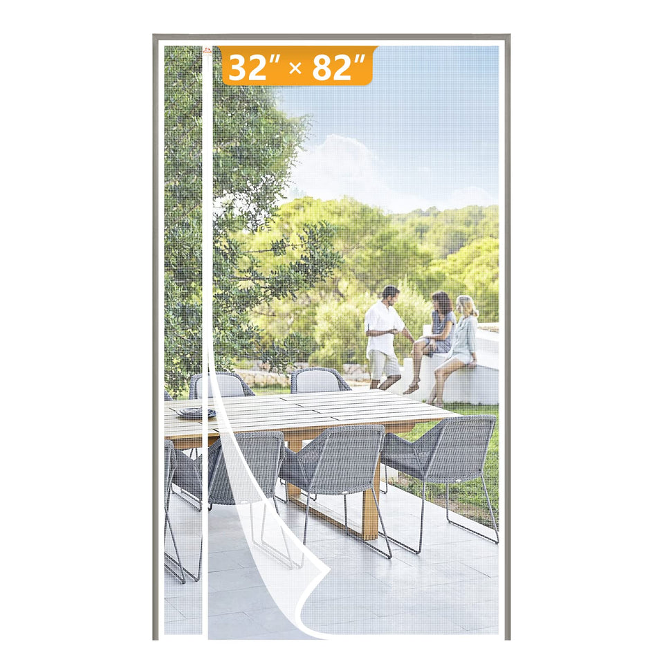 Yotache white magnetic screen door 34x83 with left-right opening for easy access