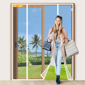 Yotache white magnetic screen door in closed view for easy pass-through
