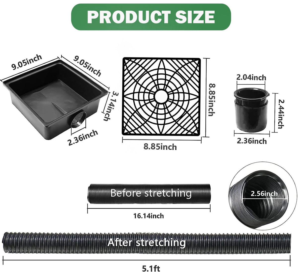 YOTODY catch basin low-profile extender directs water away from foundation.
