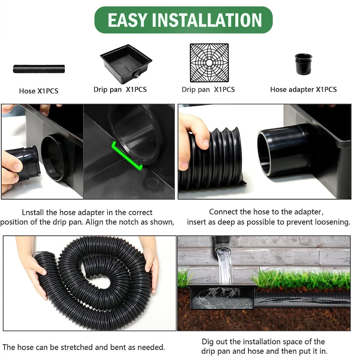 YOTODY downspout extender 5.1 ft in-use shows flexible reach to keep water away