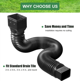 YOTODY downspout extension showing flexible hose for bendable water direction.
