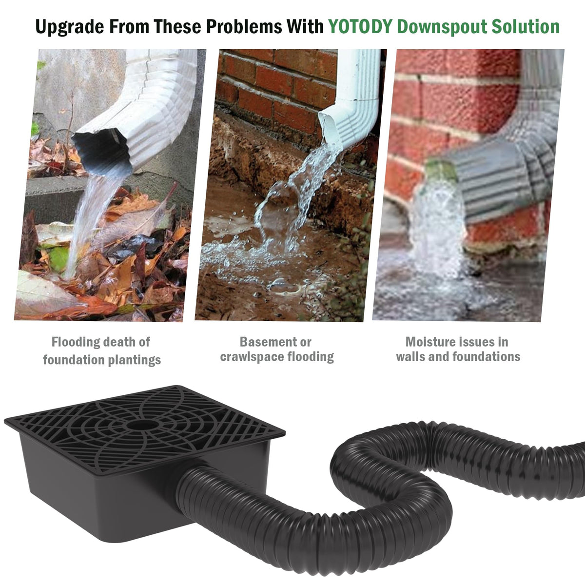 YOTODY extender reaches 5.1 ft for distant drainage requirements.