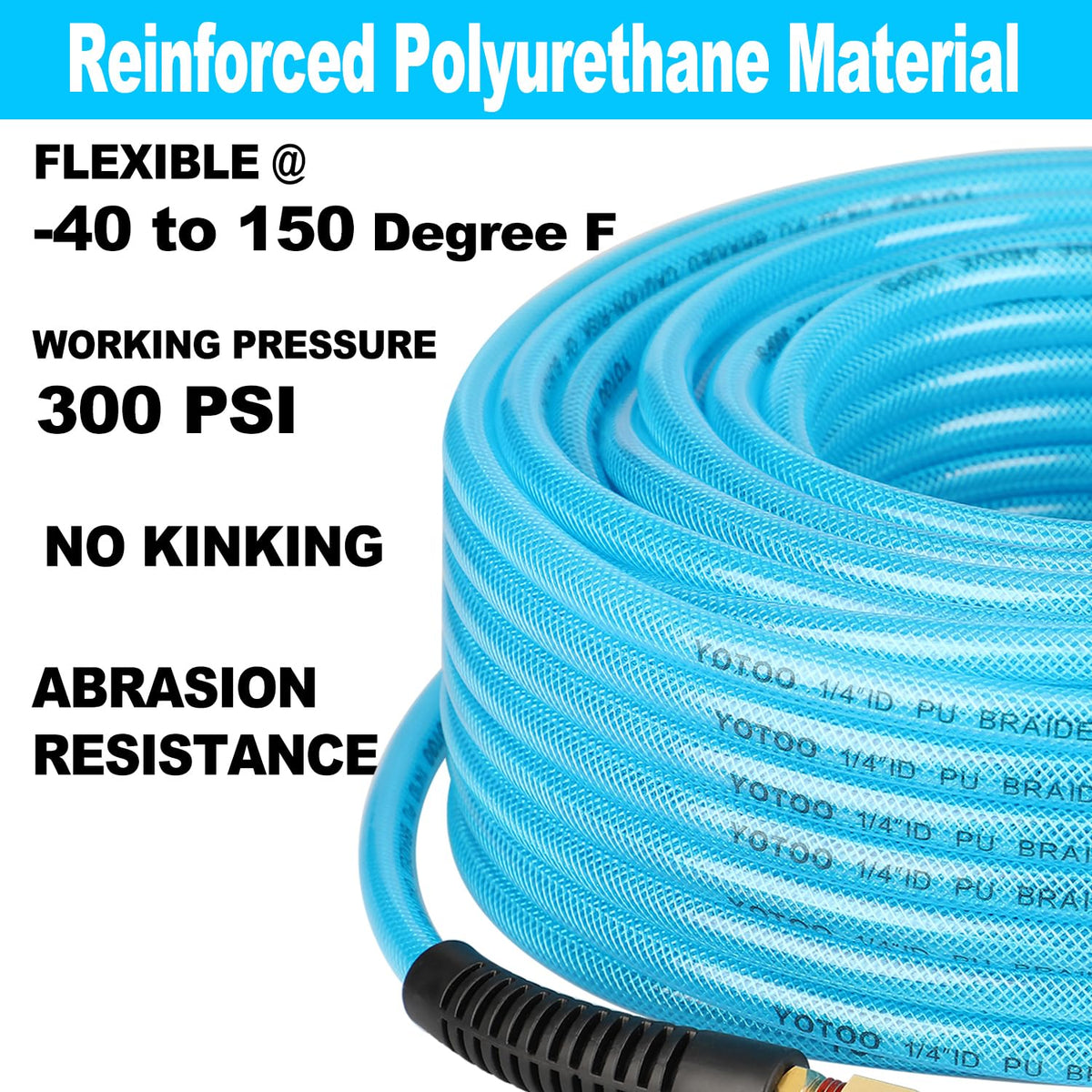 YOTOO 1/4in quick-coupler air hose attached to a compressor.
