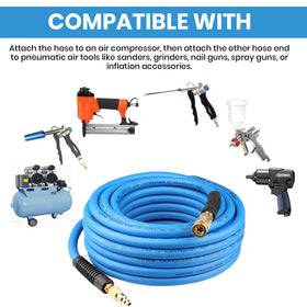 YOTOO includes 1/4 inch industrial fittings for ready use with compressors.