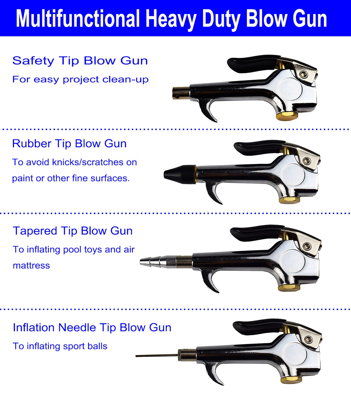 YOTOO blow gun with nozzles for efficient cleanup.
