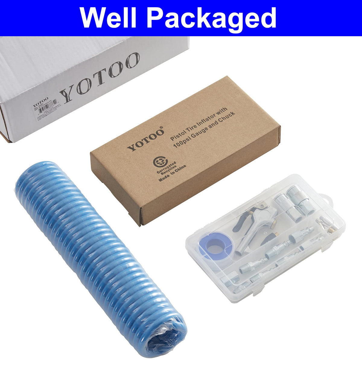 YOTOO chrome-plated tire inflator for reliable inflation.