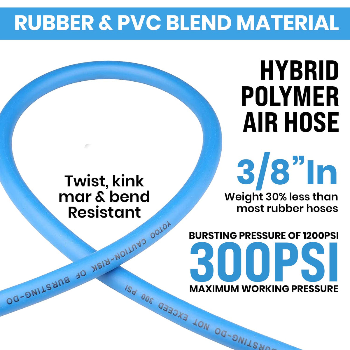YOTOO hose with bend restrictors reduces kinking for longer life.