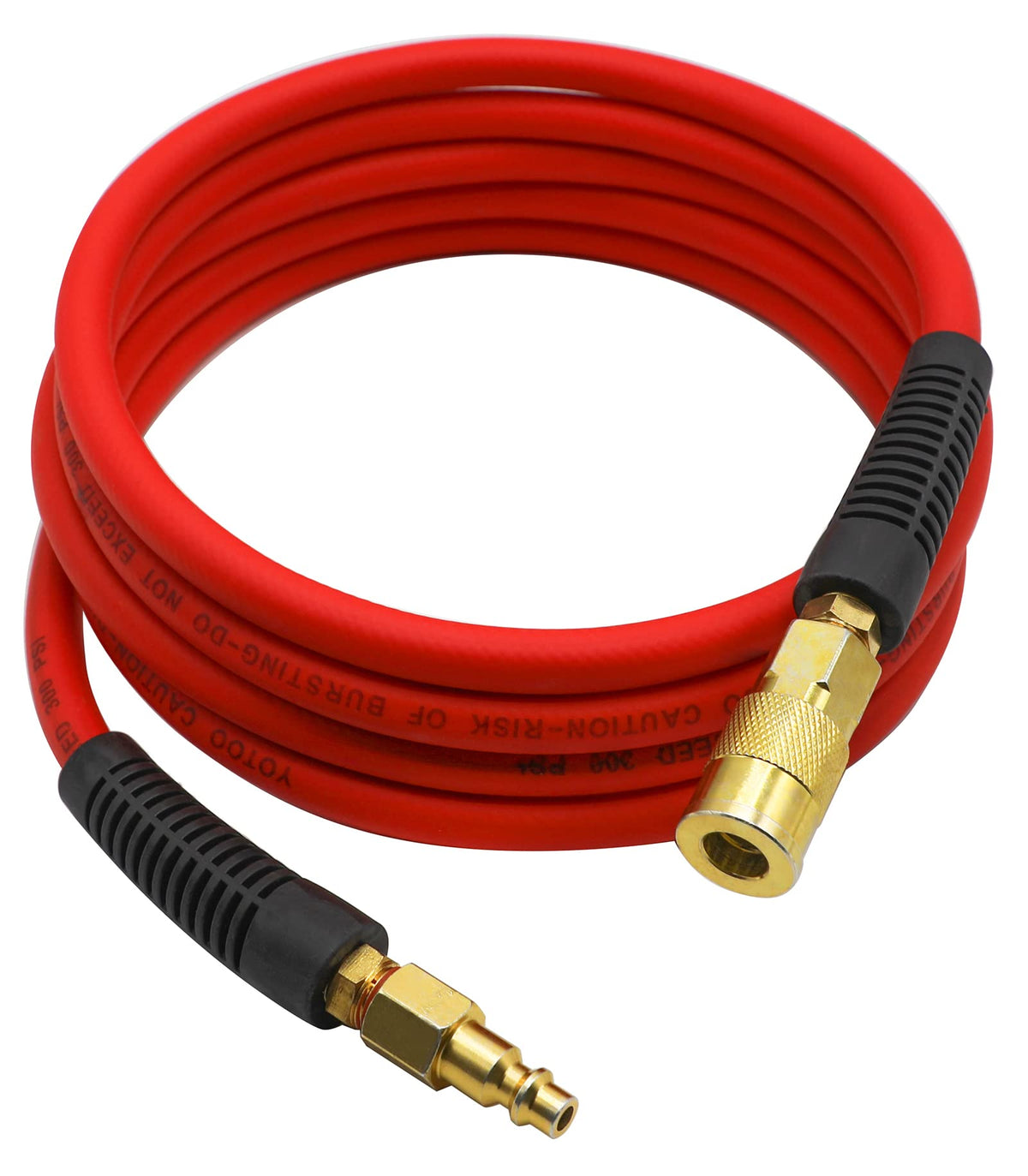 YOTOO Hybrid lead-in air hose fully extended for flexible tool connections.