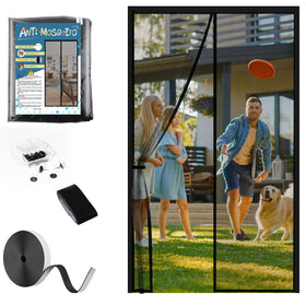 YOUBST magnetic door screen closed on a 36 by 83 inch opening blocks insects while allowing airflow.