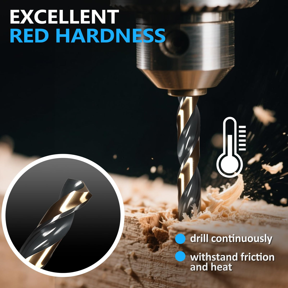 Yougfin 135-degree split point tip starts holes precisely and reduces wandering