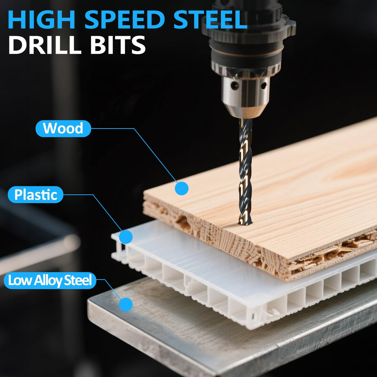 Yougfin HSS drill bits with black-gold oxide finish provide durable performance