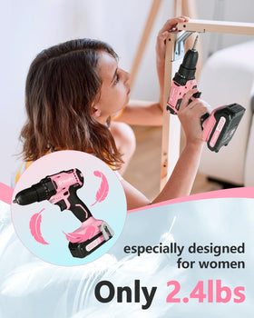 Yougfin pink 34-piece bit set covers multiple fasteners.