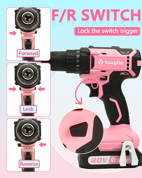 Yougfin pink LED light helps work in dark corners.