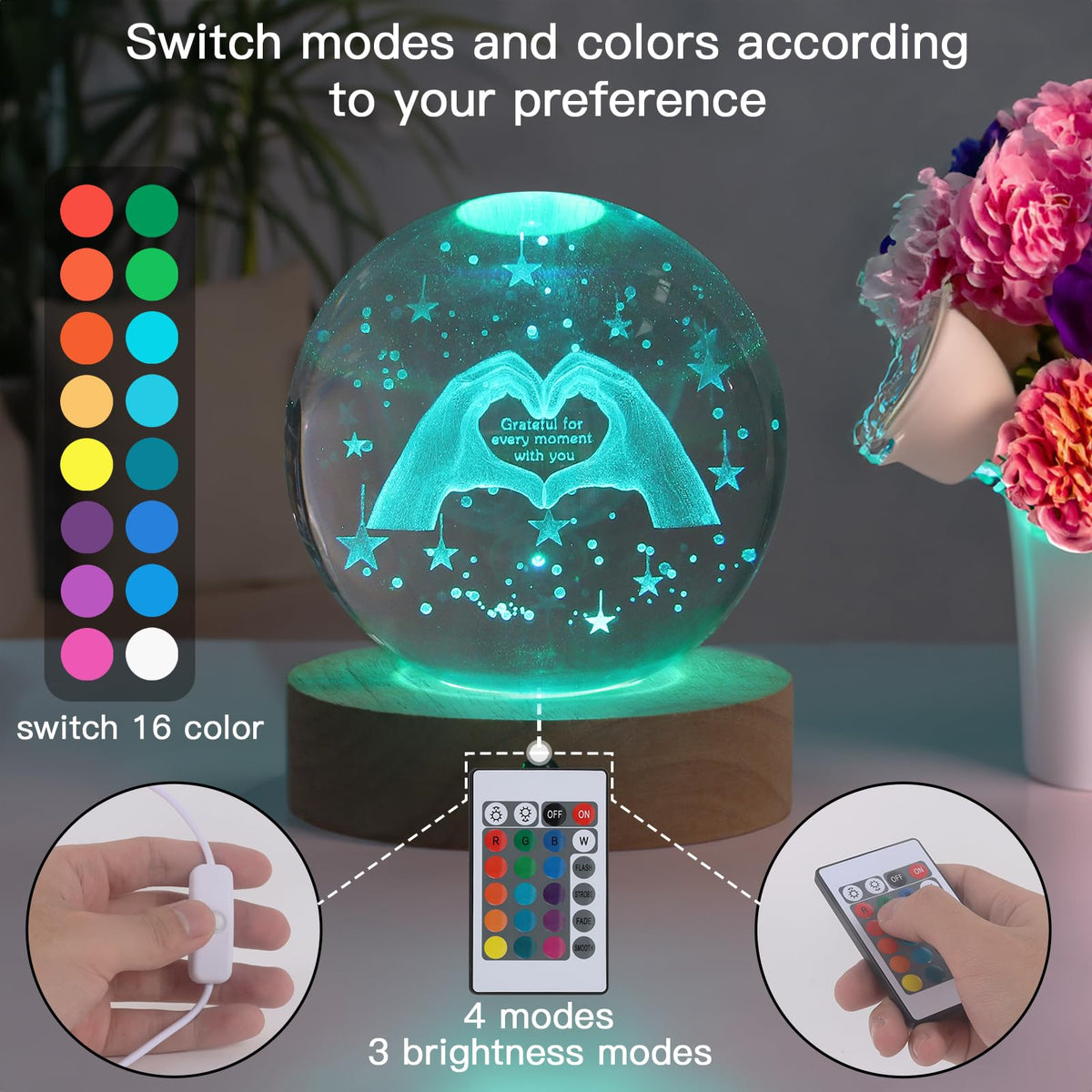 youglatt remote-control operation up to 30 feet for effortless color and mode changes