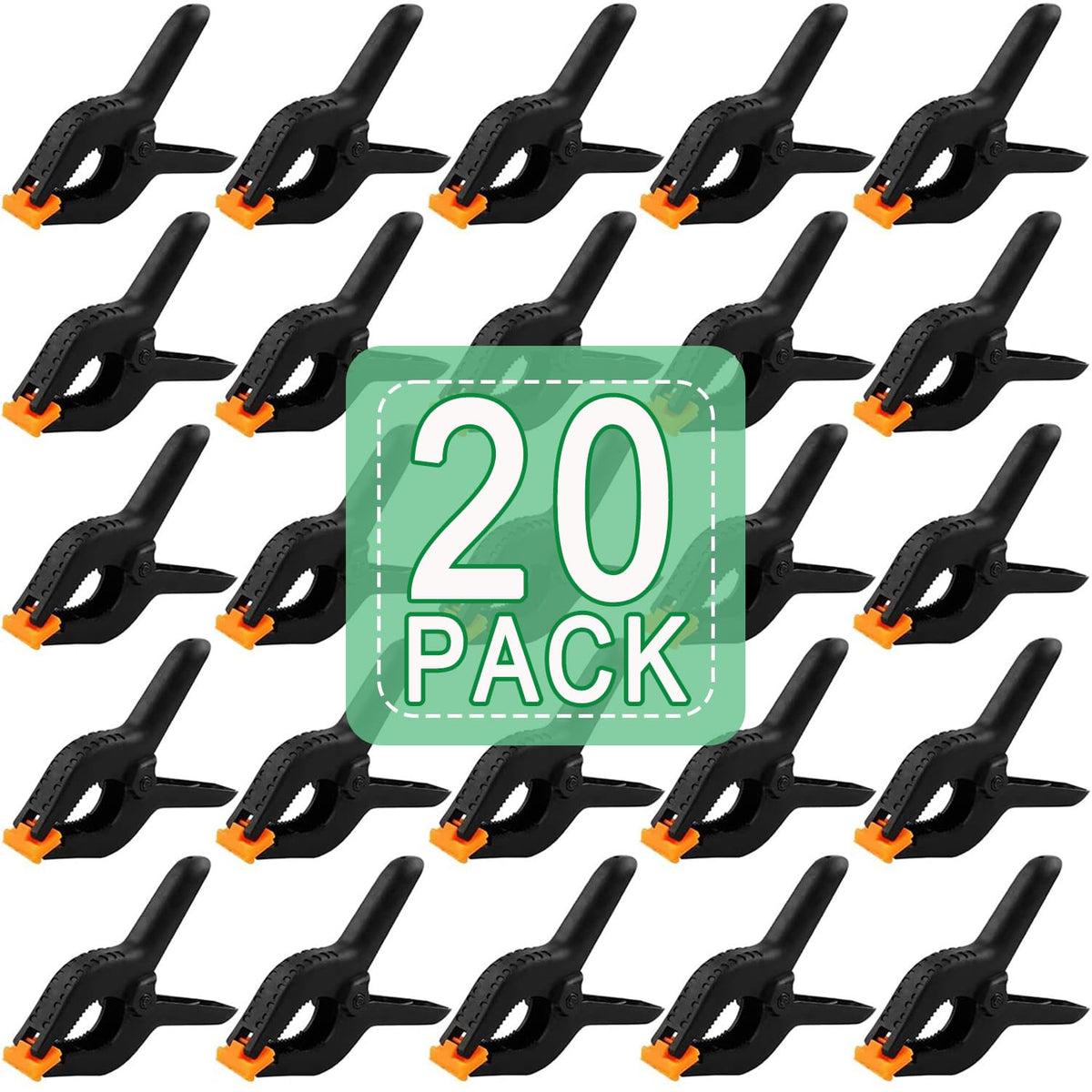 Youlina 20pc 4.5-inch spring clamps in box, ideal for backdrops and crafts.