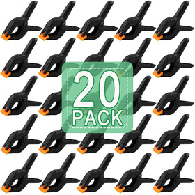 Youlina 20pc 4.5-inch spring clamps in box, ideal for backdrops and crafts.