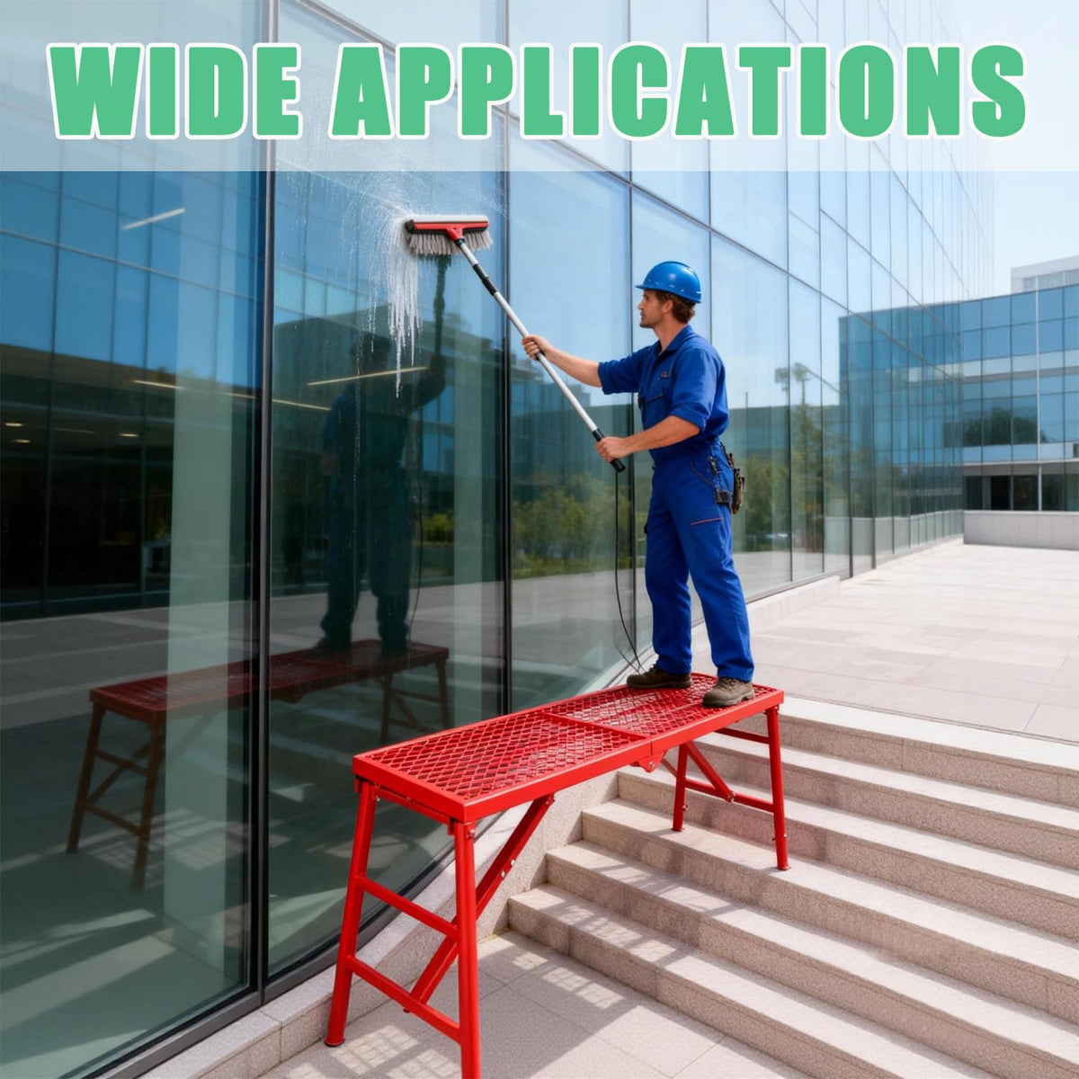 Youlina 800lbs foldable scaffolding platform anti-slip grid ensures secure footing.