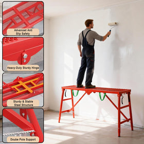Youlina 800lbs foldable scaffolding platform compact folded for easy storage.