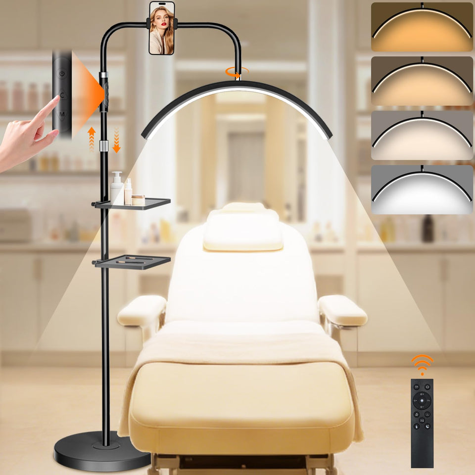 Young Master Half Moon Lash Light assembly showcases adjustable height for versatile salon setups.