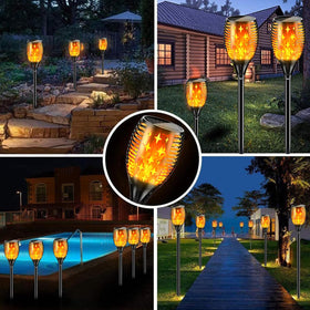YoungPower solar torch lights with adjustable height for flexible ground placement
