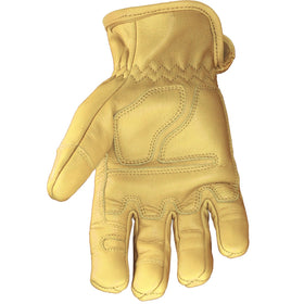 Second goatskin layer at fingertips enhances grip for detailed work