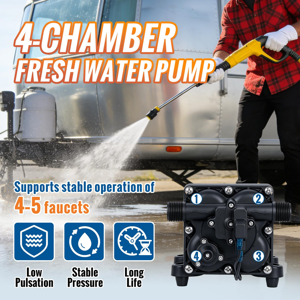 YoungTree automatic pressure switch image shows hands-free on-demand water supply.